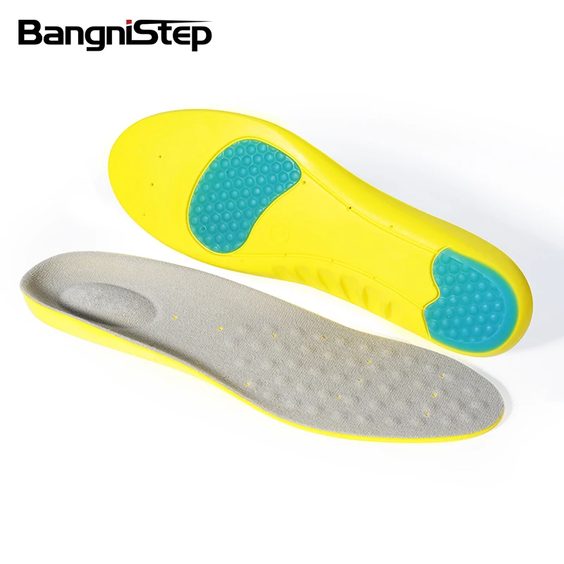 

Bangnistep PU Sport Insoles Free Size Shock Absorption Shoes Insert Pad Arch Support Running Insole For Women Men, Grey