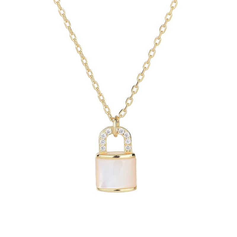 

Black Friday silver and gold S925 sterling silver pendant female Lock pendant necklace, Picture