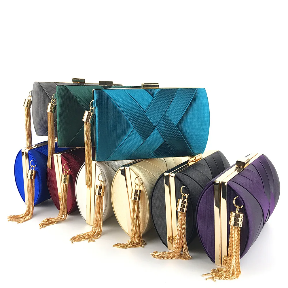 

2021 luxury quality designer ladies dinner bags satins square gold clutches evening bags for women wholesale, Picture color