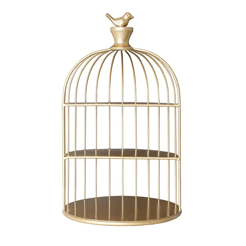 

High Quality Nordic Creative Metal Bird Cage Cake Dessert Racks Ornaments Cupcake Stands for Party Wedding Decoration Display, White gold