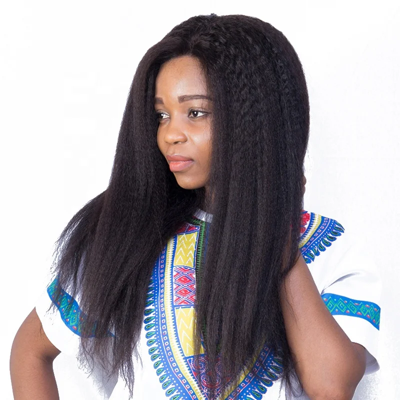 

Brazilian Virgin Human Hair Natural Black 360 Lace Kinky Straight Wig