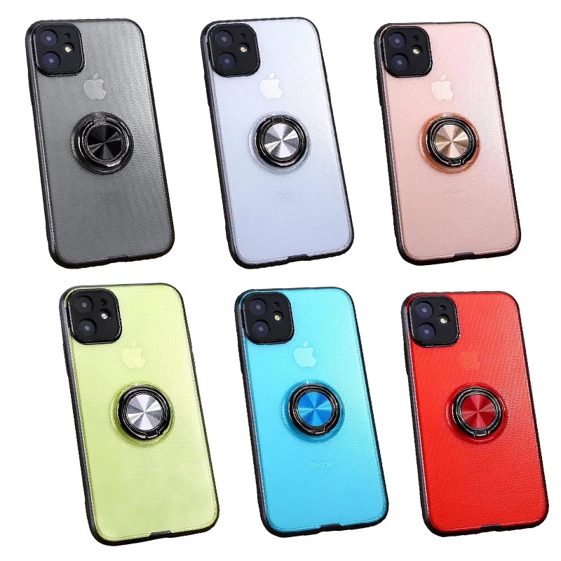 

Shockproof Matte Translucent PC Back Cover With TPU Frame For iPhone 11 For Samsung A20 Phone Case With Ring Holder