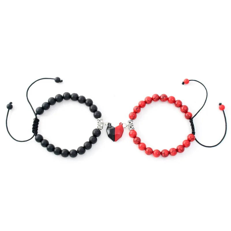 

2022 Hot selling Heart Charm Adjustable Couple Magnetic Bracelet Pairs For Lover Valentine's Day Gifts