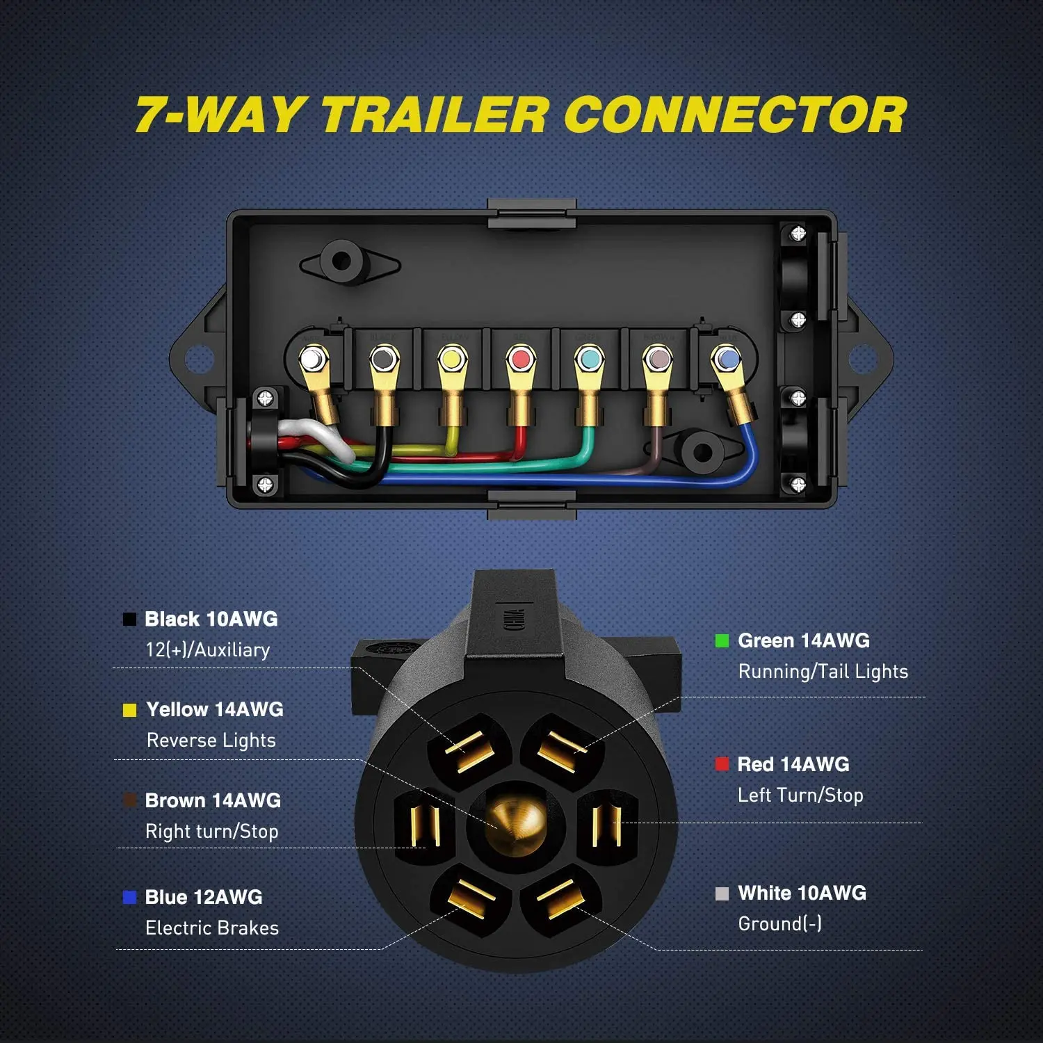 7 Pin Trailer Connector Wiring Cable With Weatherproof Junction Box Suitable For Rv Auto Cars Buy Trailer Plug Trailer Socket Trailer Light Product On Alibaba Com