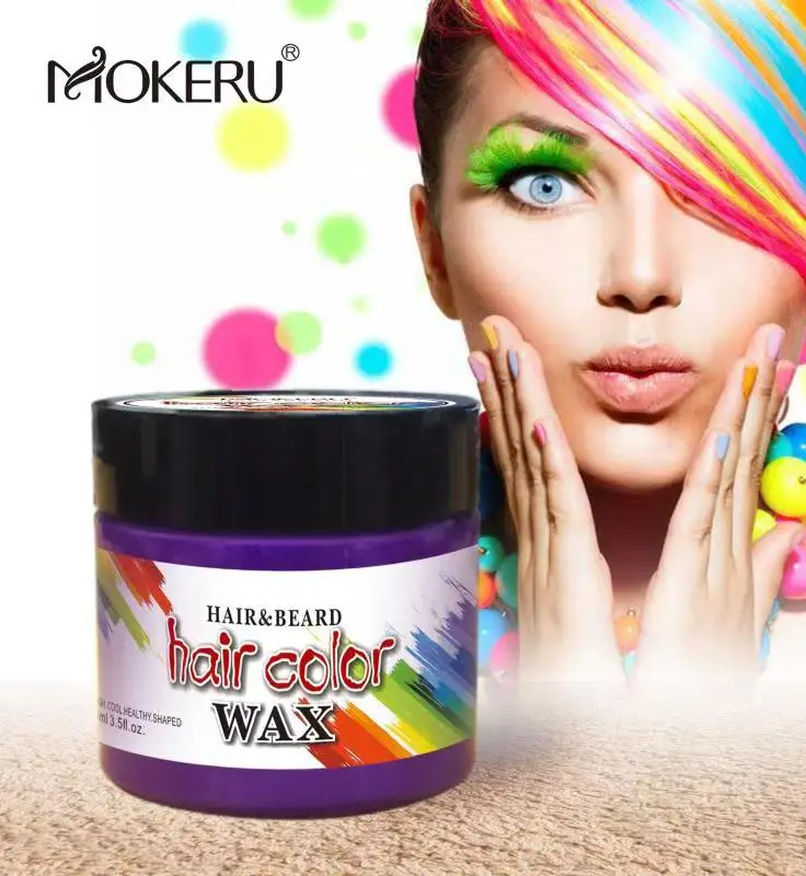 

Mokeru Temporary Hair clay for styling colour pomade edge cream professional hair and beard dye color hair wax for men, White,blue,red,brown,green,gold,purple,grey