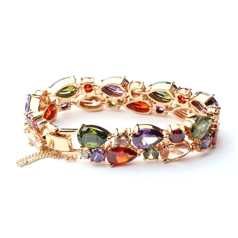 

Bohemia Style Gold Plated Amethyst Multi Color Lucky Stone Bracelets