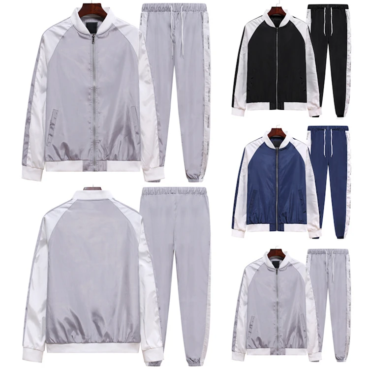 

2021 Hot selling men clothes set Casual men sportswear set fashion matching color loose baseball suits set for men