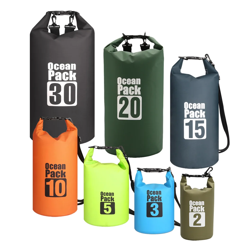 2L Custom 10L 20L 30L PVC Sack Camping Hiking Backpacks Kayak Ocean Pack Sport Beach Rucksack Gear Storage Waterproof Dry Bag