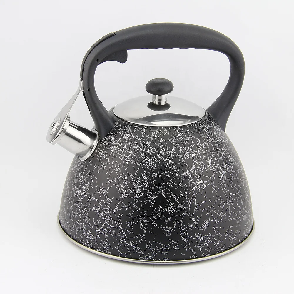 

High quality stainless steel whistling kettle boiling water tea pot with nylon handle, Silver