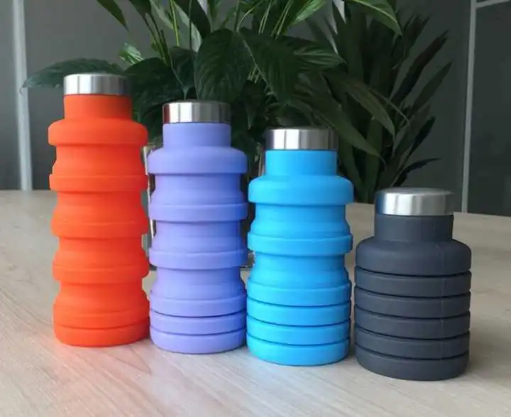 500ml BPA Free Drinking Foldable Silicone Collapsible Sport Water Bottle