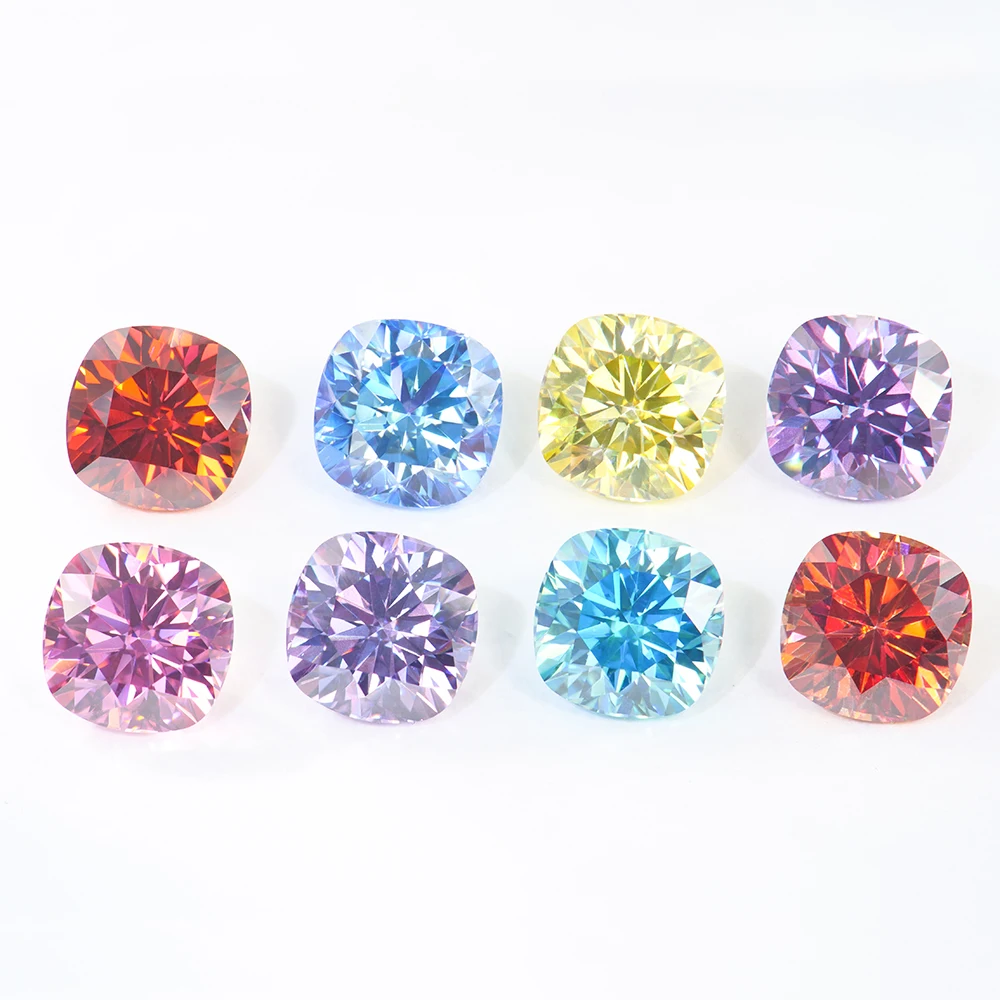 Wholesale Loose Moissanite Cushion Shape Moissanite Diamond Colorful Synthetic Moissanite Diamond Manufacturer