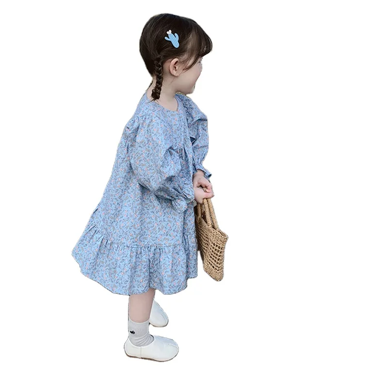 

Autumn Korean style dress girls floral long-sleeved skirt cotton princess dress