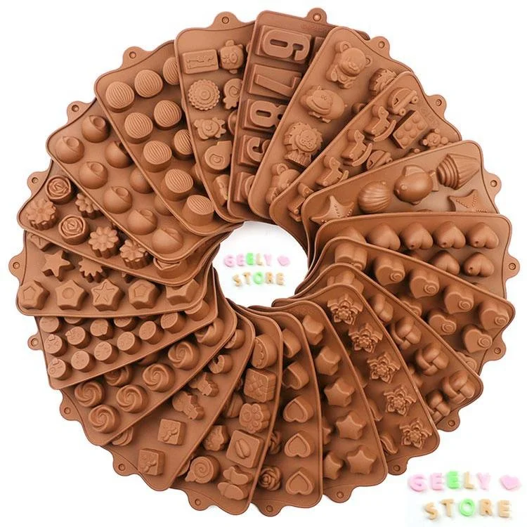 

New Silicone Chocolate Mold 18 Shapes Chocolate baking Tools Non-stick Silicone cake mold Jelly and Candy Mold 3D DIY best, As shown