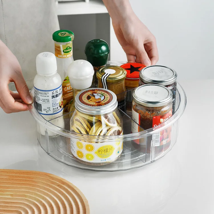 

Amazon Hot Sale 2021 Kitchen 360 Degree Rotating Storage Container Spices Bottle Turntable Storage Box