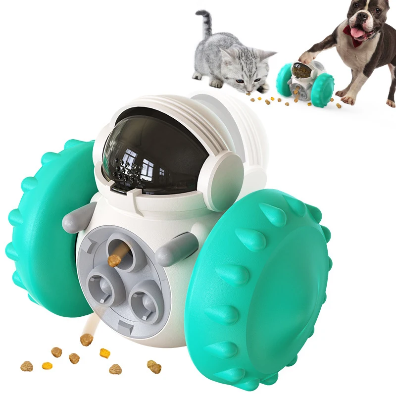 

Hot selling Modern Plastic pet dog cat food leakage Interactive puzzle Robot toys Balanced vehicle