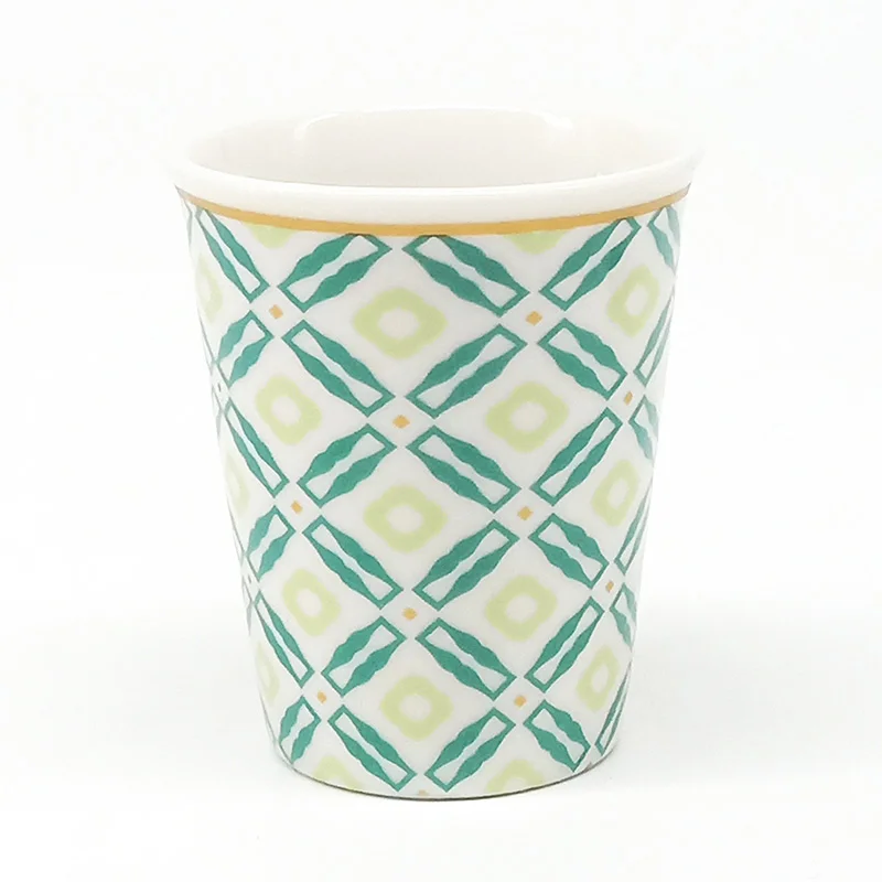 

Special Design Lowest Price Green Ceramic Enamel Small Mugs, Customized colors acceptable