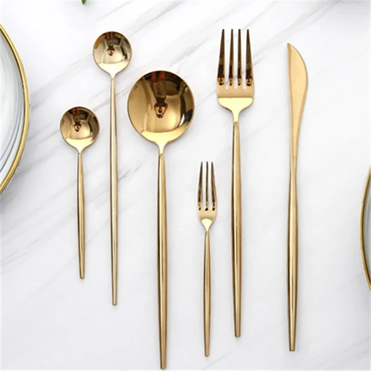 

Flatware Wholesale Tableware Stainless Rose Gold Cutlery Fork Knife Spoon Sets