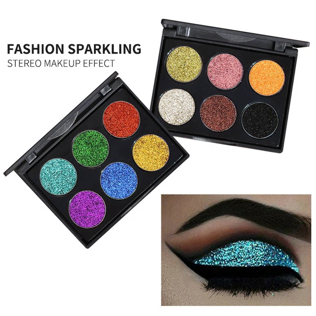 

Makeup Face Cosmetics Profissional Maquiagem Brand Diamond 6-Color Glitter Powder Shiny Eyeshadow Palette