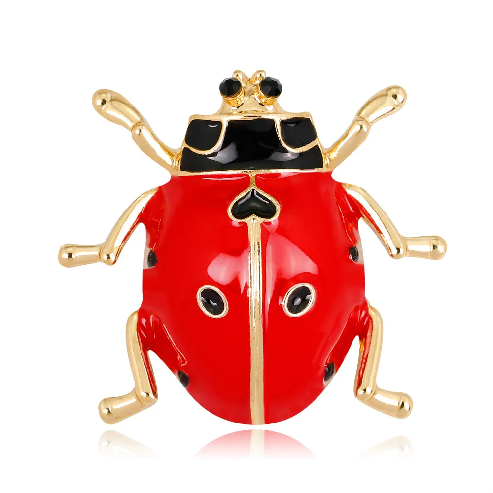 

Small Red Ladybug Brooches Handmade Oil Insect Brooch Fashion Animal Brooch Rhinestone Scarf Corsage Accessories Pin