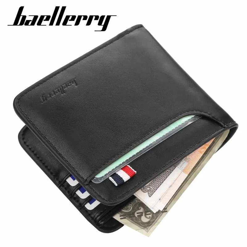 

2021 baellerry fashion vegan PU leather vintage trifold compact men's porket wallet