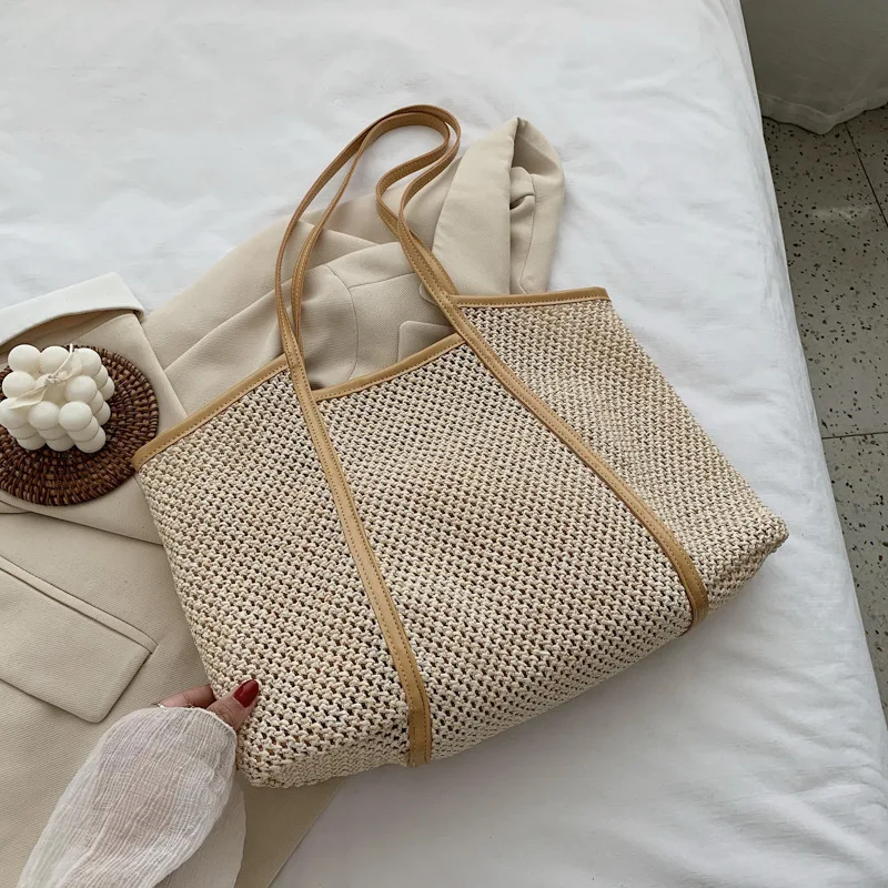 

New Woven Hollow Out Pastoral Tote Bag Large Capacity Leisure Beach Shopping Bag