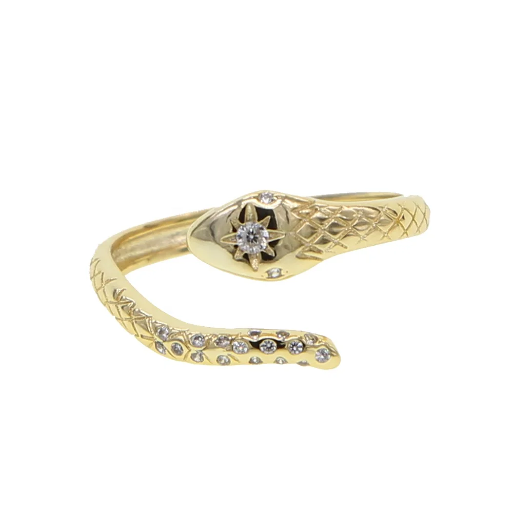 

Fashion adjusted women finger ring cz starburst classic snake shape wrap finger ring jewelry