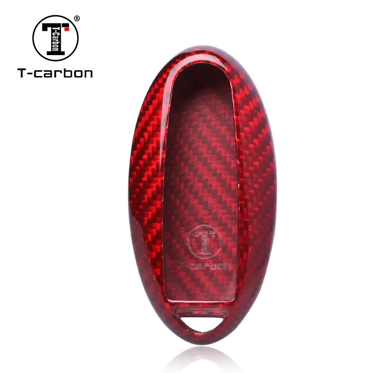 T-carbon car interior Car Key Cover Protection Hard Case Fit For Nissan Infiniti, Red