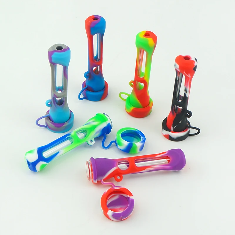 

Silica gel Glass Tobacco Pipe Smoking Accessories Cigarette Set Smoke Tube