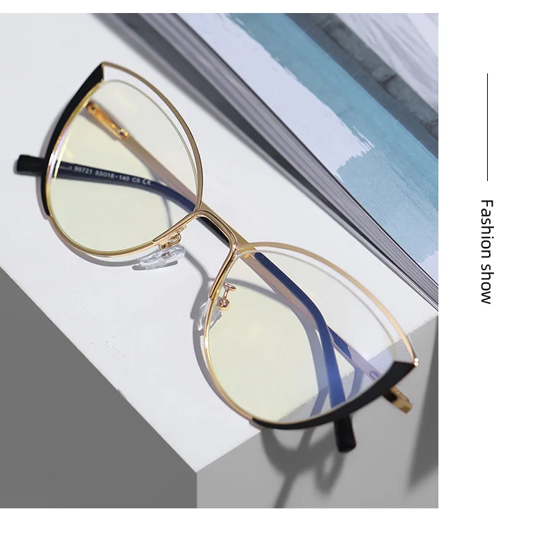 

Amazon best seller Stylish Metal Eyeglasses cat eye Frame eyeglass women Blue Light Blocking Prescription Optical Custom Logo