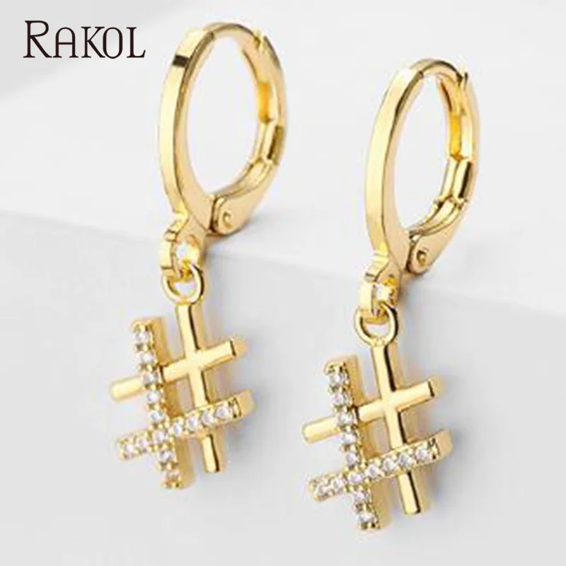 

RAKOL EP5210 RAKOL latest cubic zirconia earrings a variety of pattern designs gold-plated bridal decoration