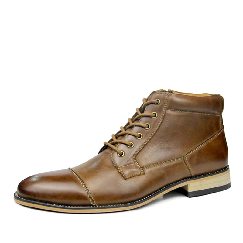 

Hot Selling Wholesale New Trend Large Size Men's Leather Shoes Casual High-top Lace Up men's Martin boots