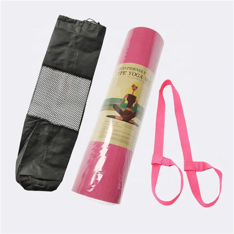 

Luxury Body Alignment TPE Yoga Mat Double Pink Custom TPE Yoga Mat With Shoulder Strap & Bag, Customized and displayed