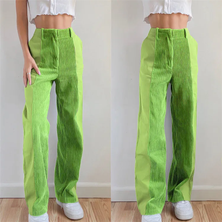

D96200 woman clothes 2021 trending new arrivals corduroy matching contrast color casual jogger pants