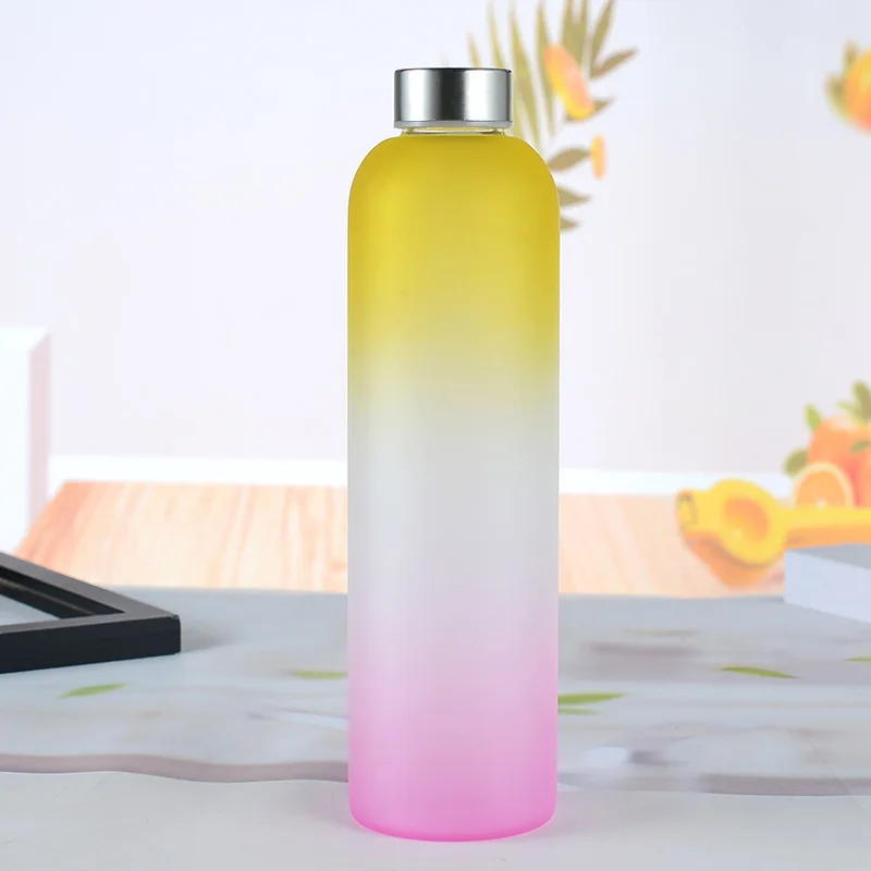 

New design borosilicate glass water bottle travel sport frosted bottle