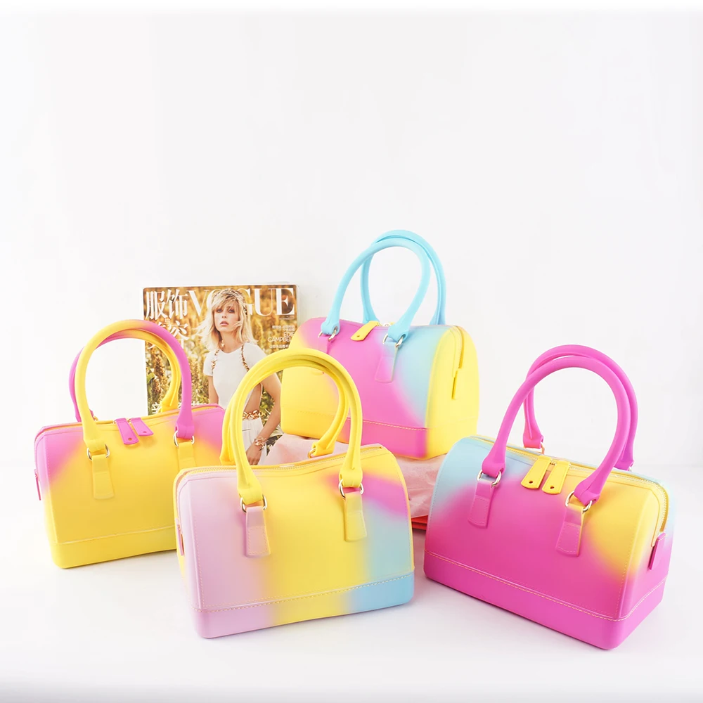 

2022 hot sell new style pvc ladies jelly purse handbags for women rainbow jelly candy purse luxury women handbags