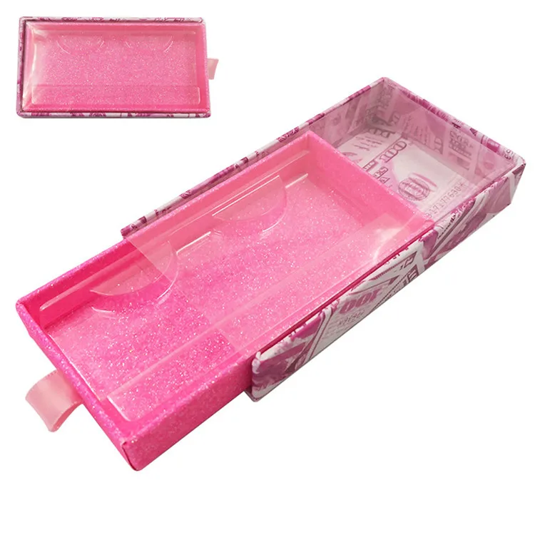 

empty money eyelash box pink pull out mink eyelashes 25mm mink lashes dollar bill case box, Like pic or customized