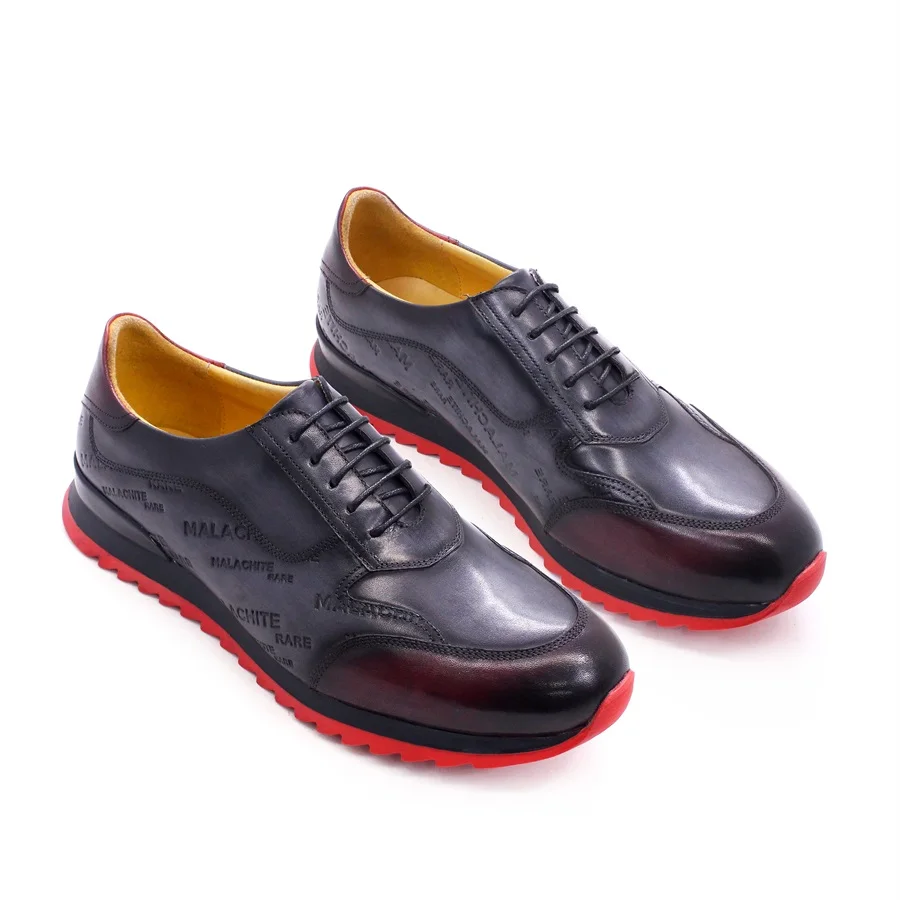 

Premium Quality Handmade Italian Men Oxford Sneakers Shoes Genuine Leather Laser Pattern Shoes For Casual Business, Grey or customer's requirements