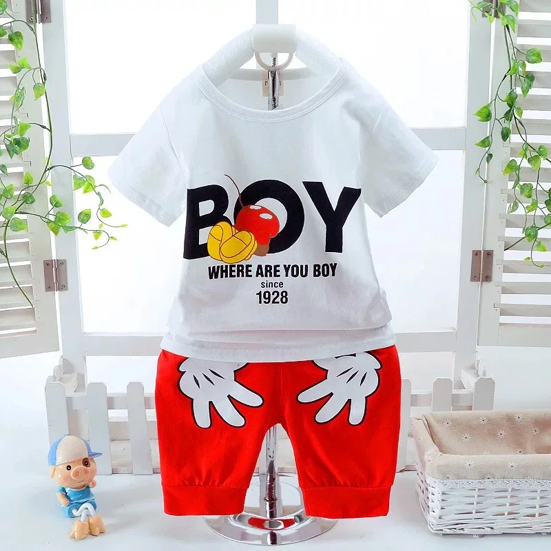 

2020 wholesale boy clothing Summer Short Sleeve Pants Set Sleep Wear BOY letter print Clothes Home Wear for Boys