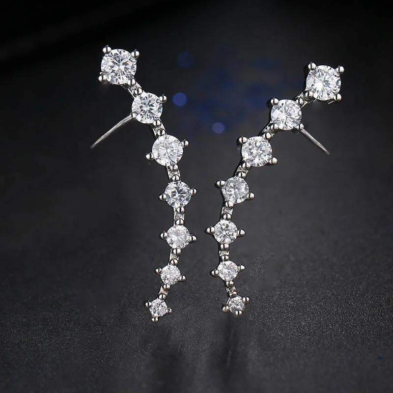 

Minimalist S925 Sterling Silver Ear cuffs Climber Hoop Earring Cz Arrow Crawler stud