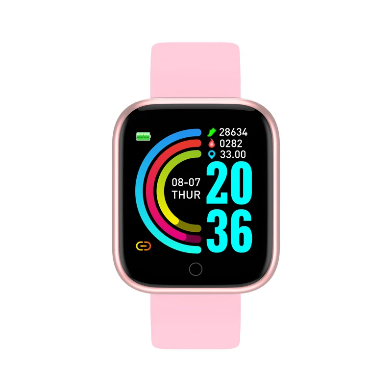 

New fashion Waterproof Colorful I.54 Inch Full Touch Screen Series 6 5 Motion Detection Y68 Smart Watch D20, White, black ,pink