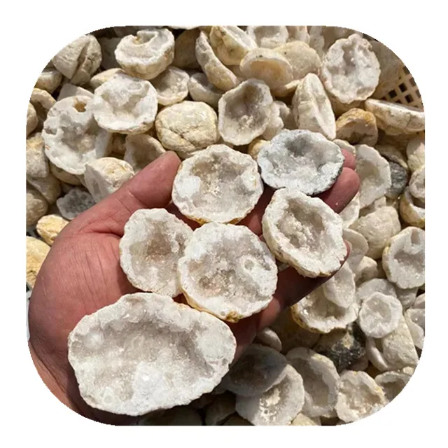 

Wholesale natural carved gemstones geode white agate cluster crystal stones for decoration