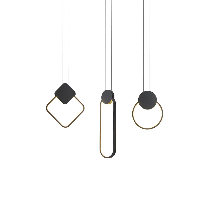

Modern Minimalist LED Pendant Lights Geometric Aesthetics Creative Living Room Bedroom Dining Room Lighting Hanging Lamps, Black/white