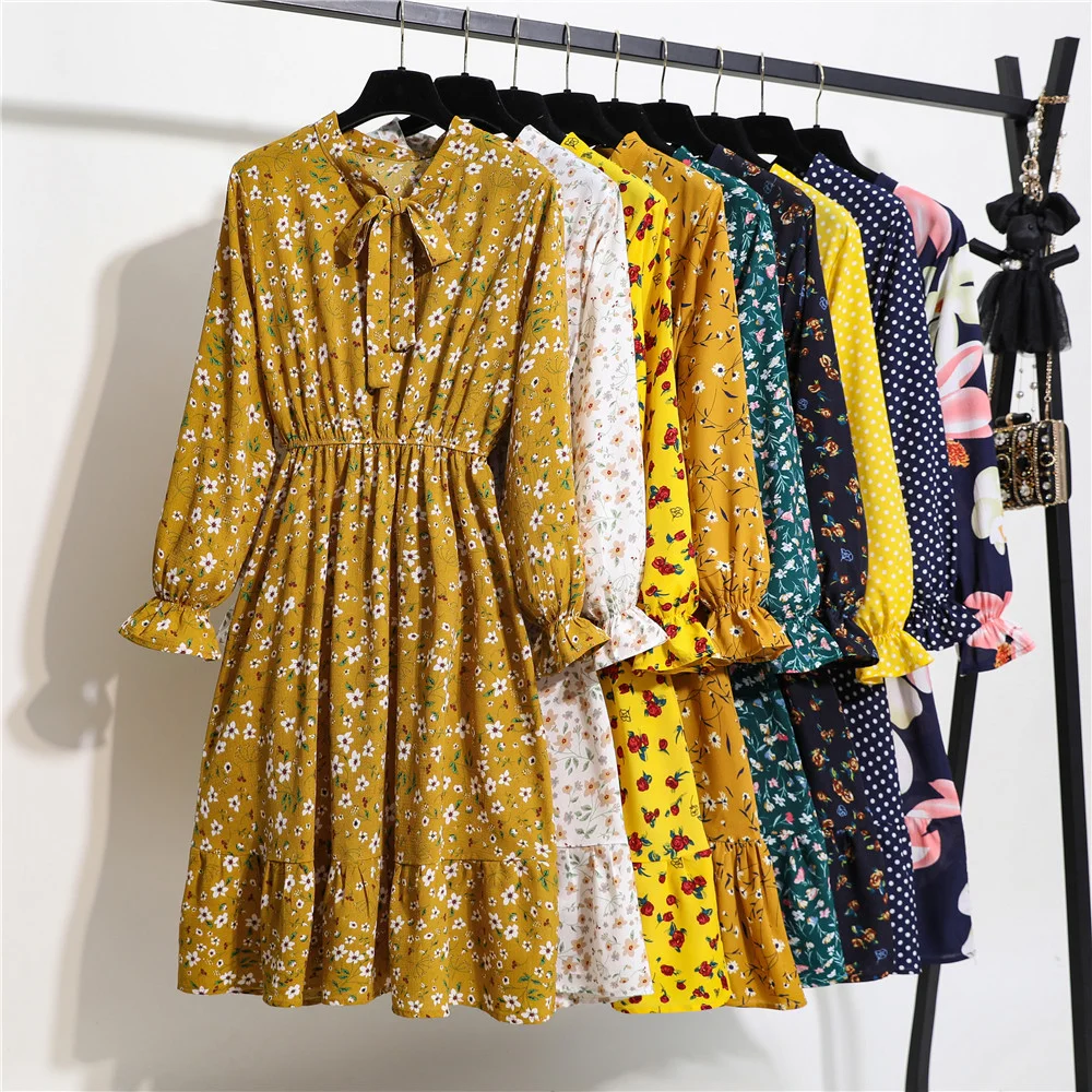 

Korean Black Ladies Vestidos Fashion Jersey Vintage Bandage Floral Maxi Korean Dress Women Summer Autumn Elegant Casual Dresses