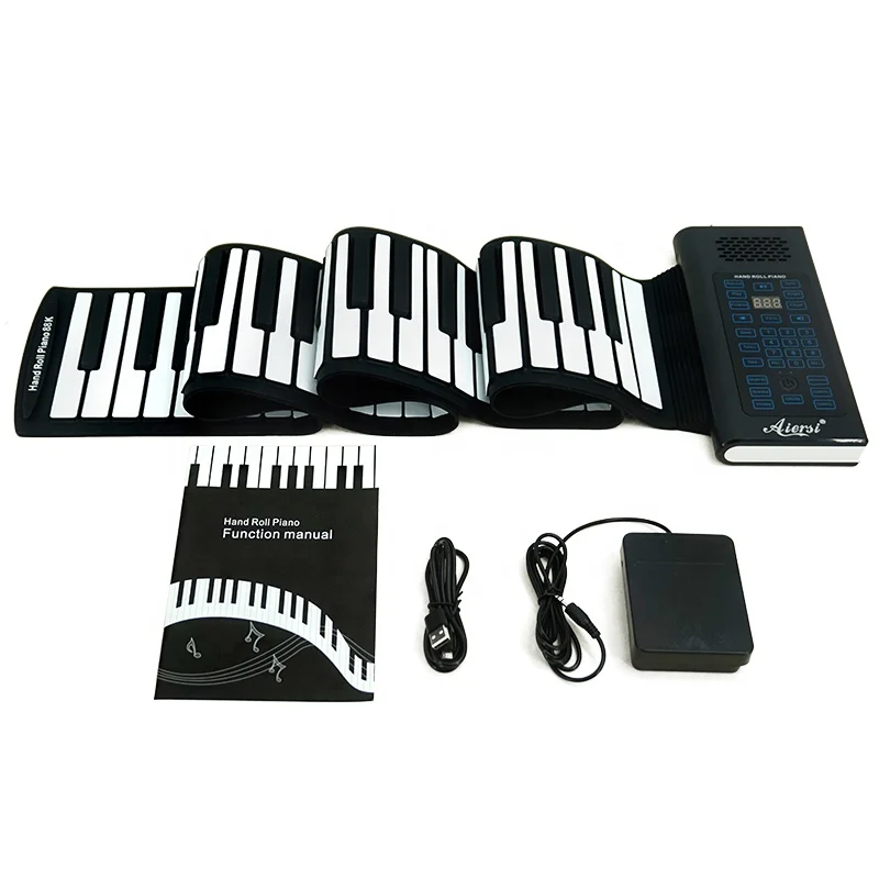 

Portable Wholesale Electronic organ Flexible Roll up Piano keyboard 88 Keys for School educational musical instruments, Sliver