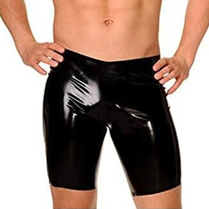 

Wonder Beauty Mens Wet Look Vinyl Black Skinny Faux Leather Shorts Pants Clubwear, Black mens leather shorts