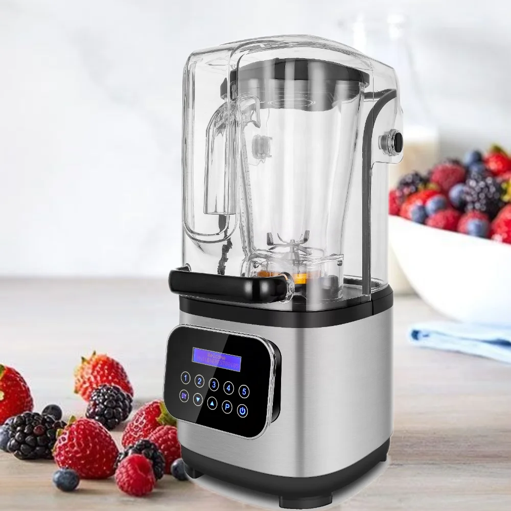 

Heavy duty unbreakable silent commercial blender with sound cover enclosure food blender