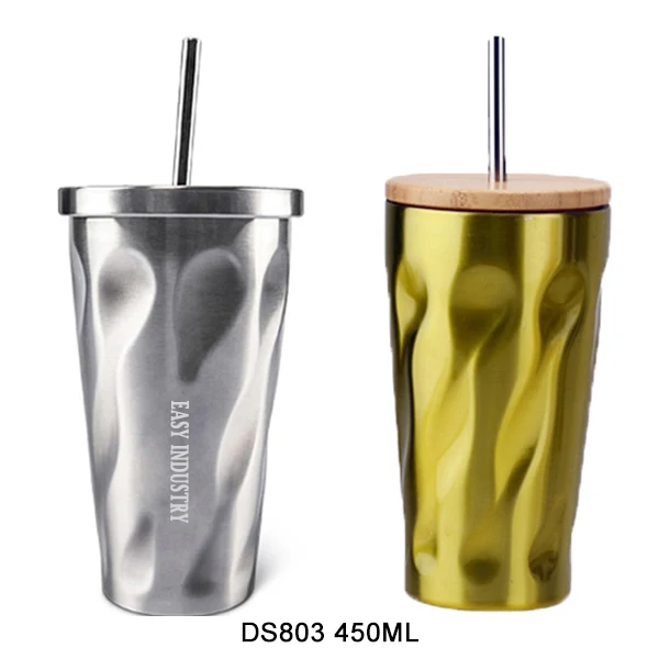 

DS803 450ML/15OZ Wholesale insulated 18/8 stainless steel vacuum sealed tumbler with straw, Custom color