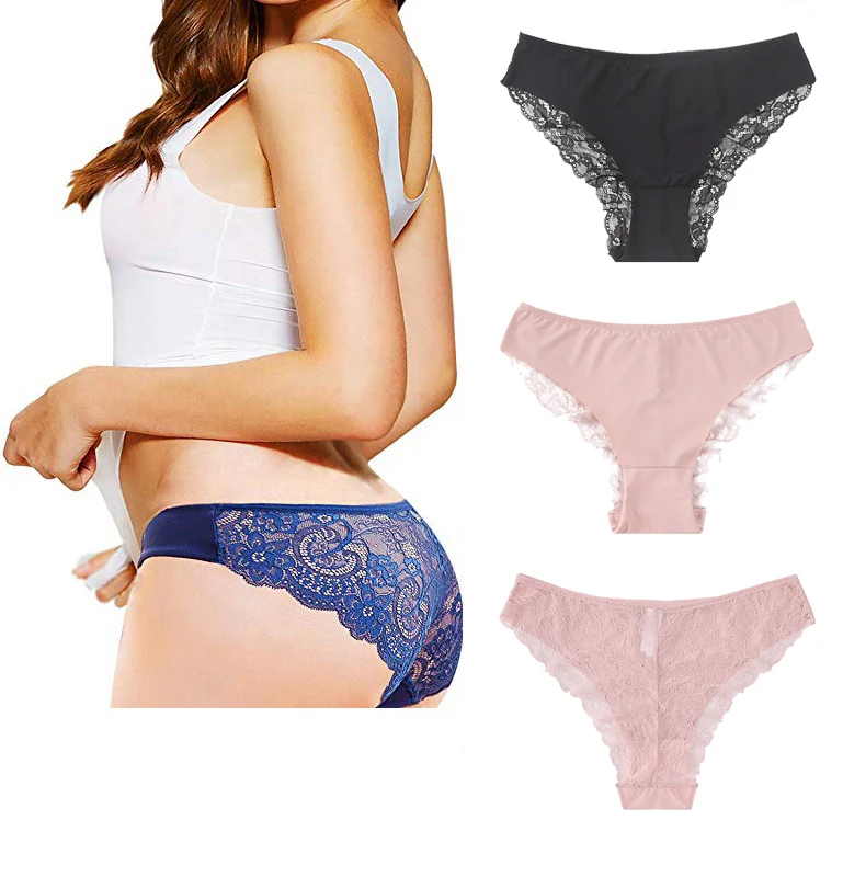 

Women Panties Ladies Briefs Ice Silk Sexy Lace Panties Seamless Transparent Underwear Lingerie calcinhas culotte bragas