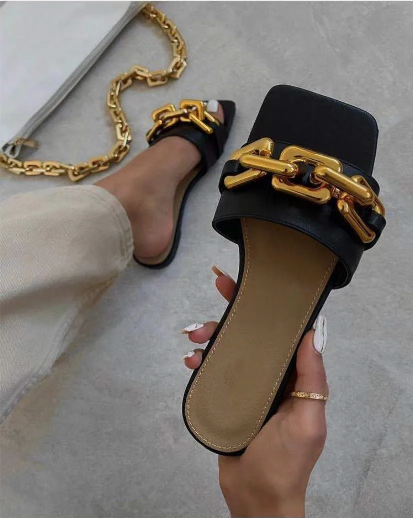 

Women Sandals Fashion Chain Buckle Sexy Sandals 2021 Summer Women Slippers Wholesale, As pictures