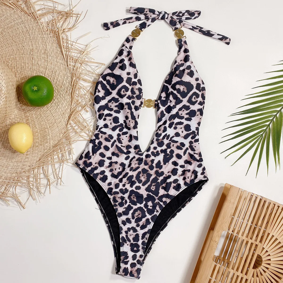 

2021 New Style Sexy Bikini Leopard Print Monokini Women Bodysuit One Piece Swimsuits Beach Summer Swimwear, Customized color